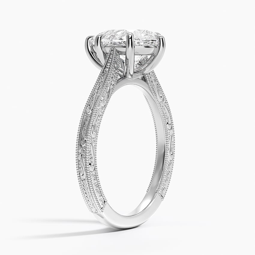 18K White Gold Elsie Engraved Ring