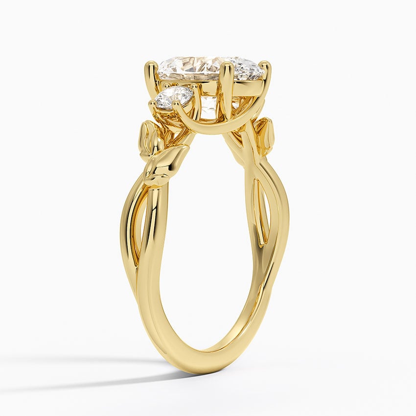 18K Yellow Gold Budding Willow Three Stone Diamond Ring