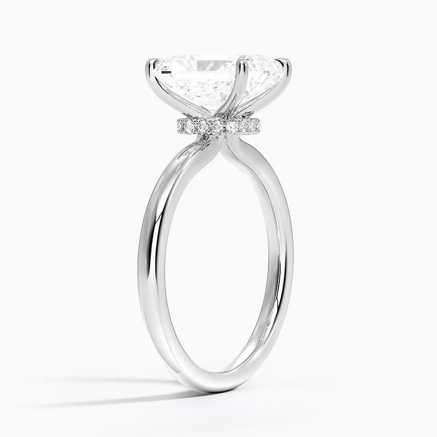 18K White Gold Secret Halo 2mm Diamond Ring