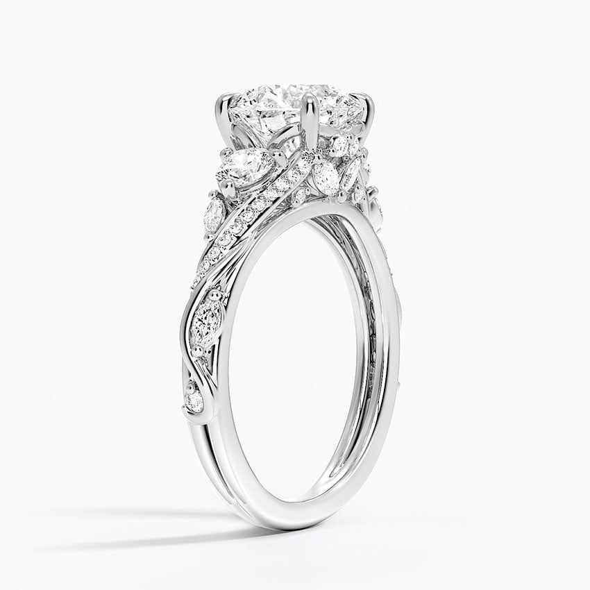 18K White Gold Begonia Vine Three Stone Diamond Ring (2/3 ct. tw.)