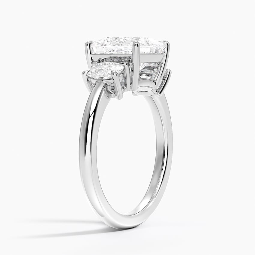 18K White Gold Faye Elongated Cushion Three Stone Diamond Ring