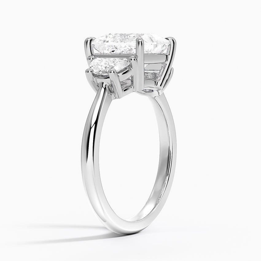 Half Moon Three Stone Diamond Ring