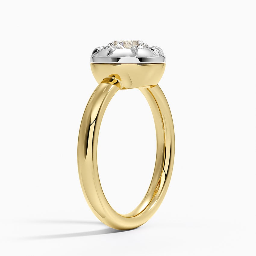 18K Yellow Gold Harper Mixed Metal Solitaire Ring