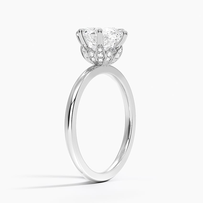 18K White Gold Petal Six Prong Diamond Ring