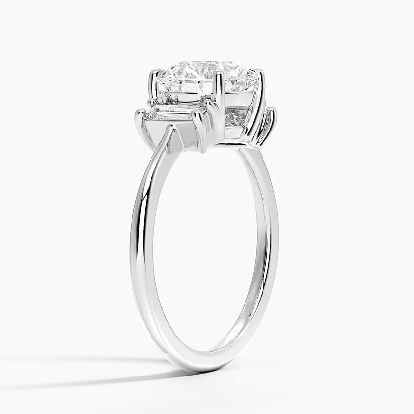 Platinum Vertical Baguette Three Stone Diamond Ring