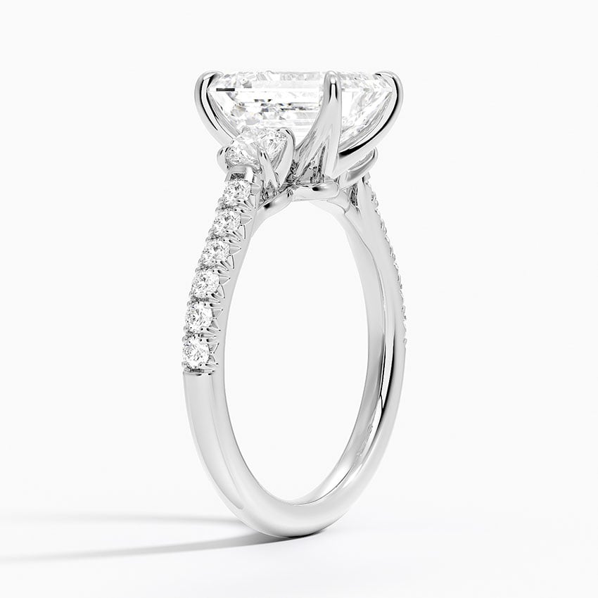 Pavé Three Stone Diamond Ring