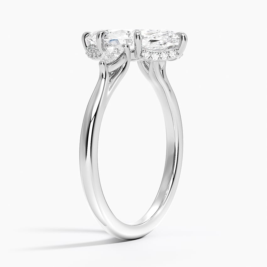 Platinum Floating Three Stone Pear Diamond Ring