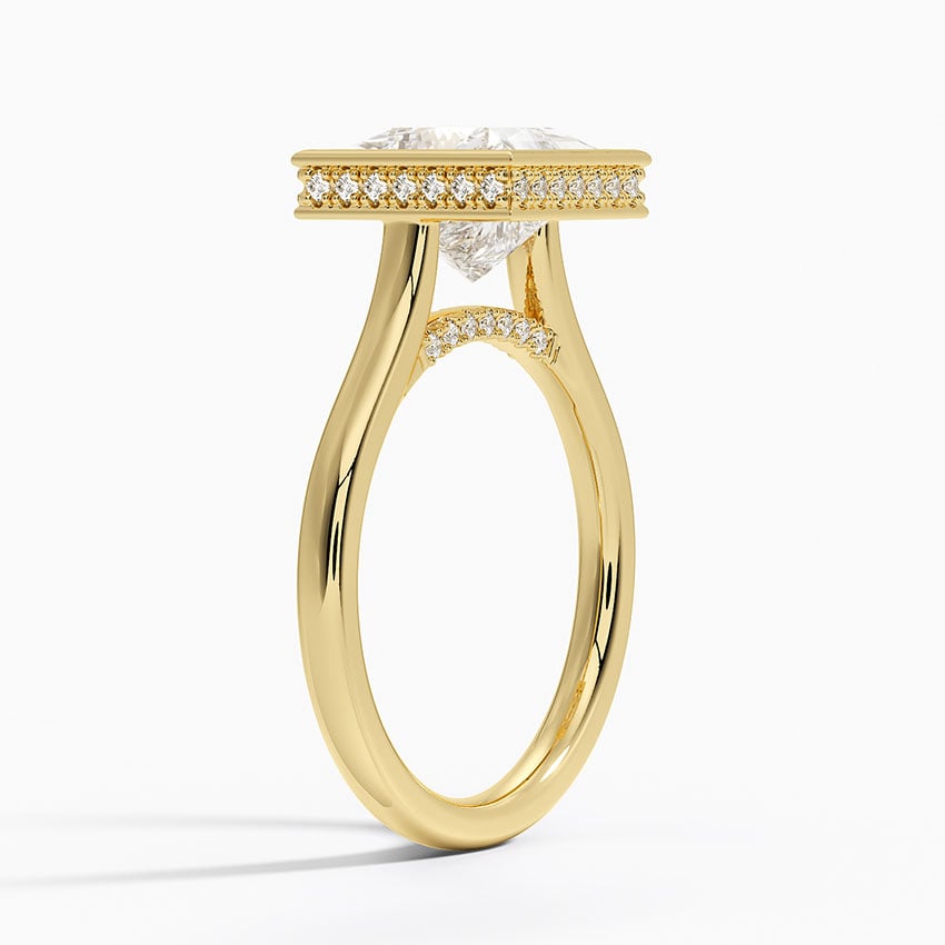 Bezel Halo Engagement Ring - Hidden Halo