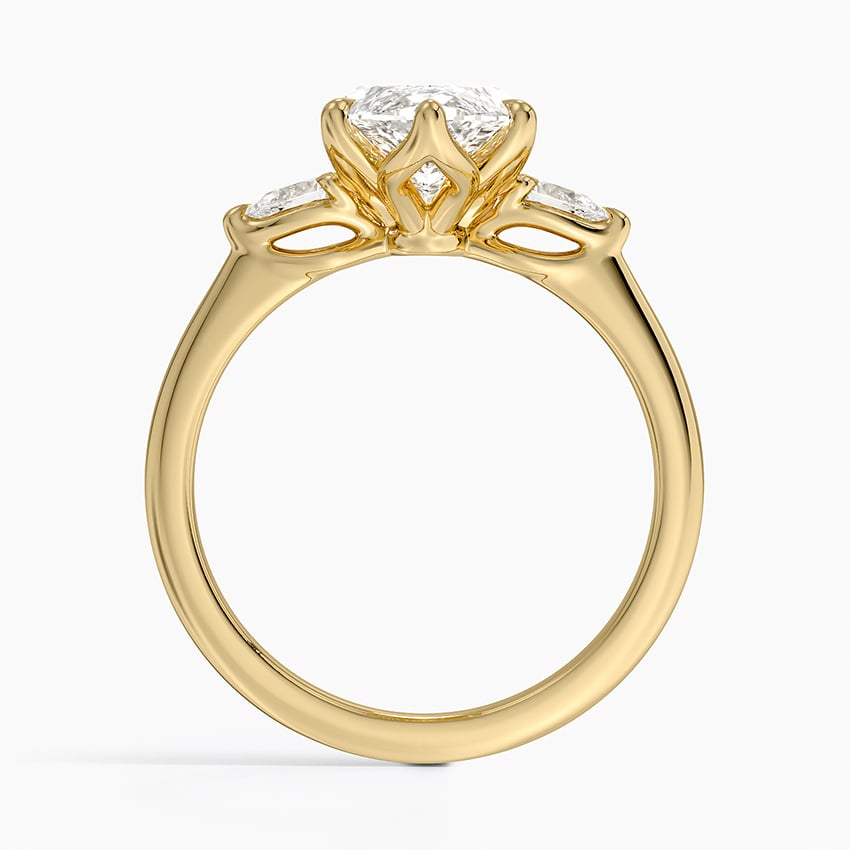 Petite Fleur Three Stone Diamond Ring in 18K Yellow Gold