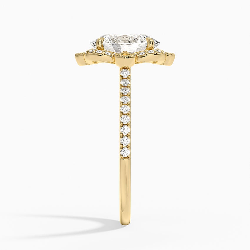 18K Yellow Gold Reina Halo Diamond Ring, large side view