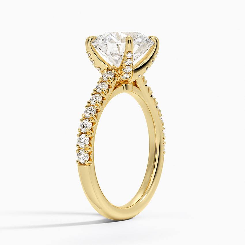 Sienna Half Coverage Hidden Accents Diamond Engagement Ring in 18K Yellow Gold