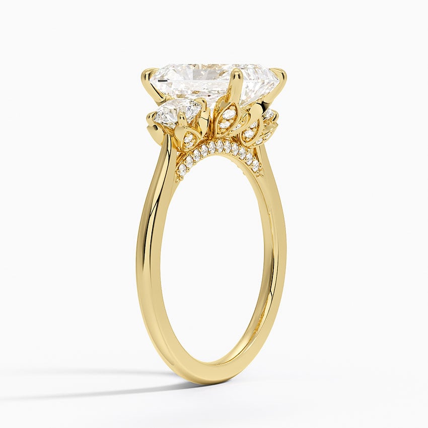 18K Yellow Gold Petal Three Stone Diamond Ring (2/3 ct. tw.)
