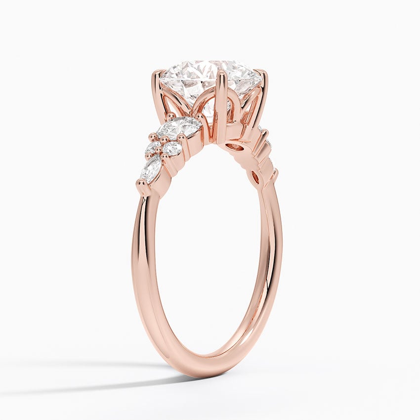 14K Rose Gold Nadia Three Stone Diamond Ring