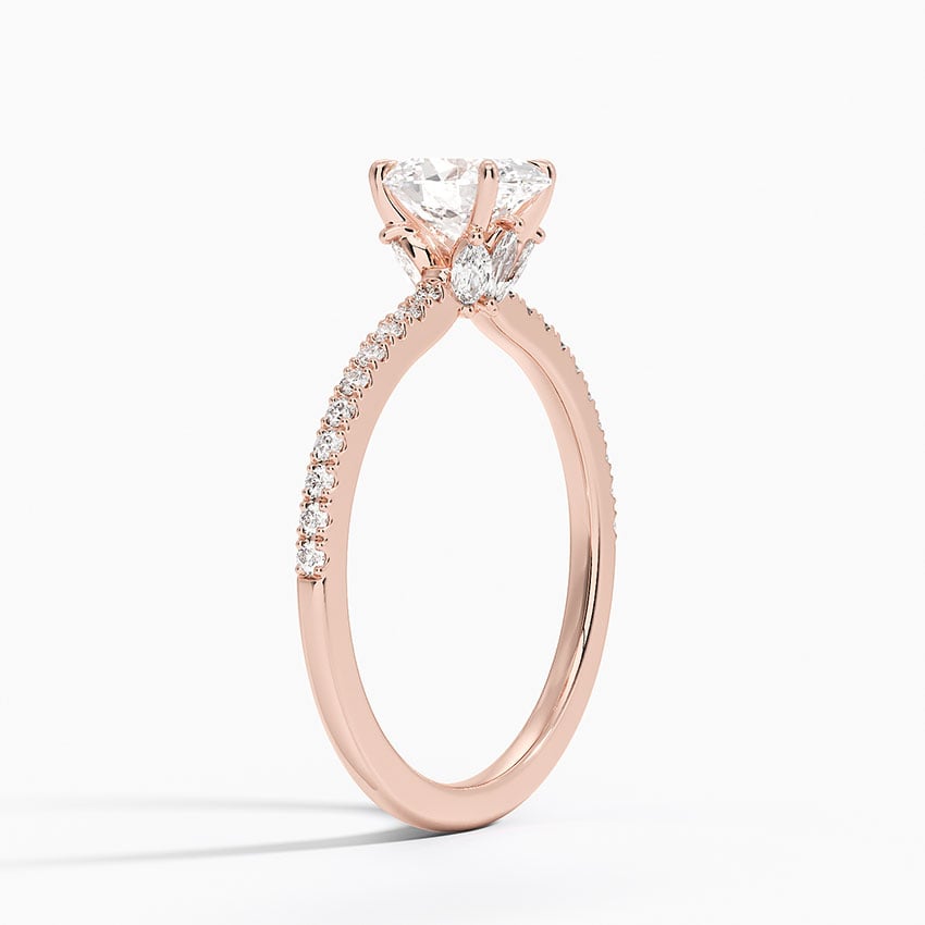 14KR Morganite Ballad Hidden Floral Halo Diamond Ring, large top view