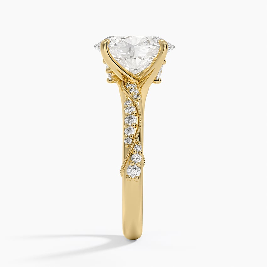 18K Yellow Gold Camellia Hidden Accent 2.5mm Diamond Ring