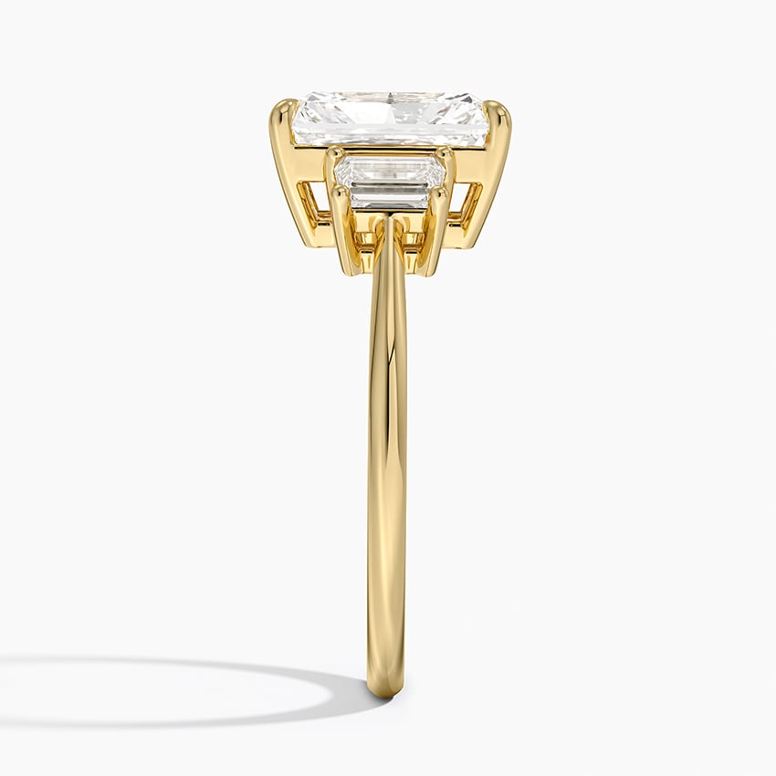 18K Yellow Gold Embrace Three Stone Trapezoid Diamond Ring