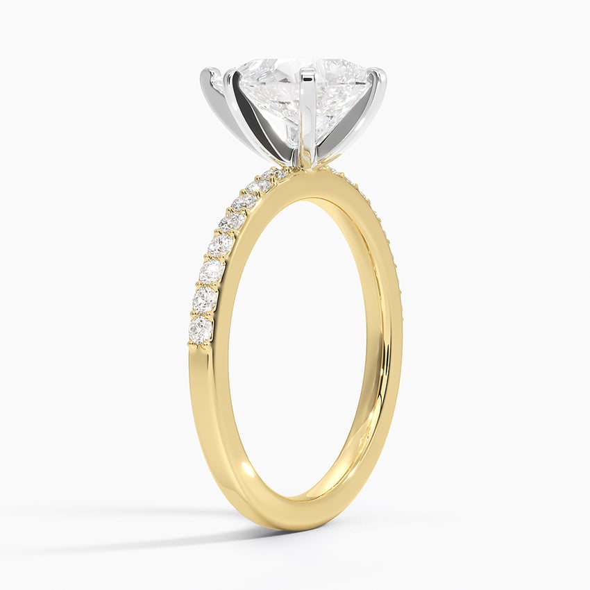 18K Yellow Gold Six Prong Petite Shared Prong Diamond Ring (1/5 ct. tw.)