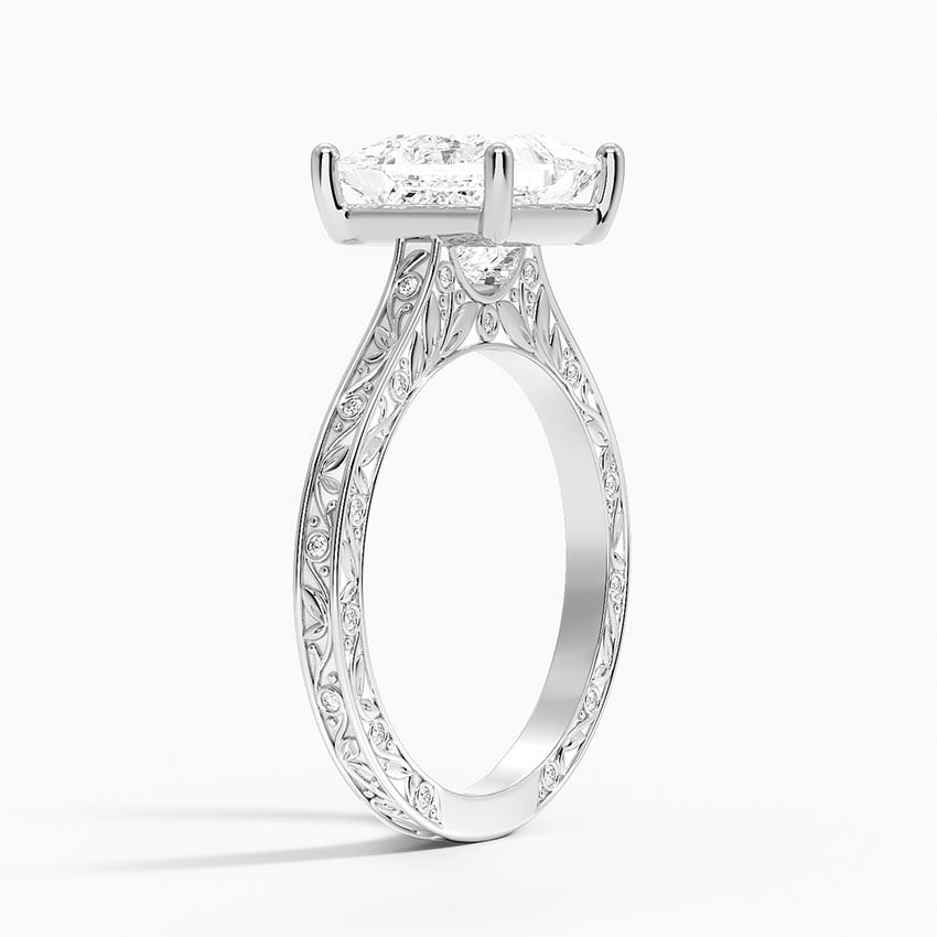 18K White Gold Grove Perfect Fit Engraved Diamond Ring (1/10 ct. tw.)