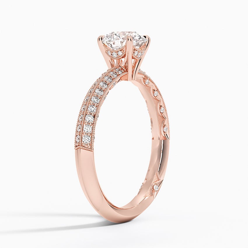 18KR Aquamarine Tacori Sculpted Crescent Knife Edge Diamond Ring, large top view