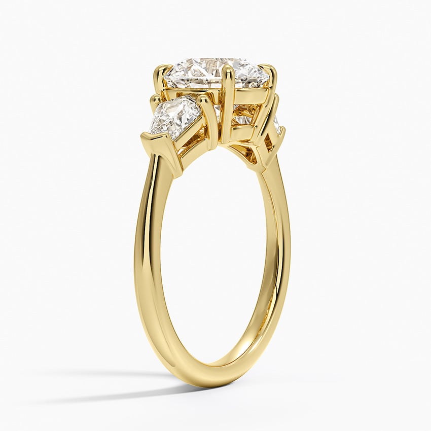 18K Yellow Gold Shield Cut Three Stone Diamond Ring (1/2 ct. tw.)