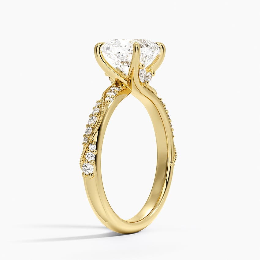 18K Yellow Gold Camellia Hidden Accent 2.5mm Diamond Ring