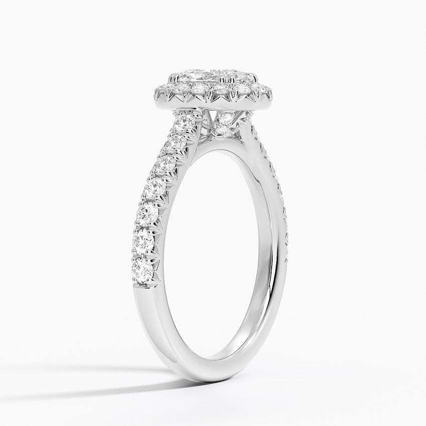 18KW Moissanite Sienna Halo Half Coverage Diamond Ring, large top view