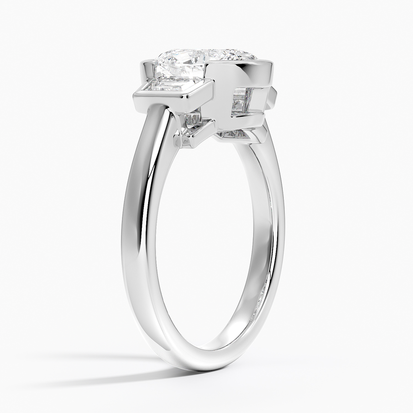 14K White Gold Seamless Trapezoid Three Stone Diamond Ring (1/2 ct. tw.)