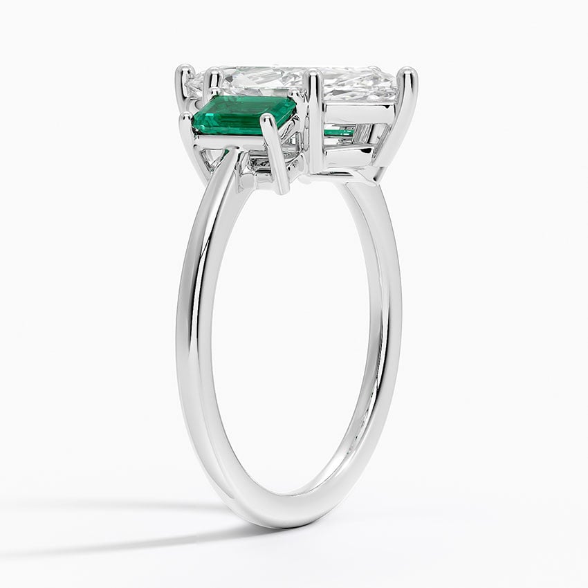 Platinum Luxe Rhiannon Three Stone Lab Emerald Ring