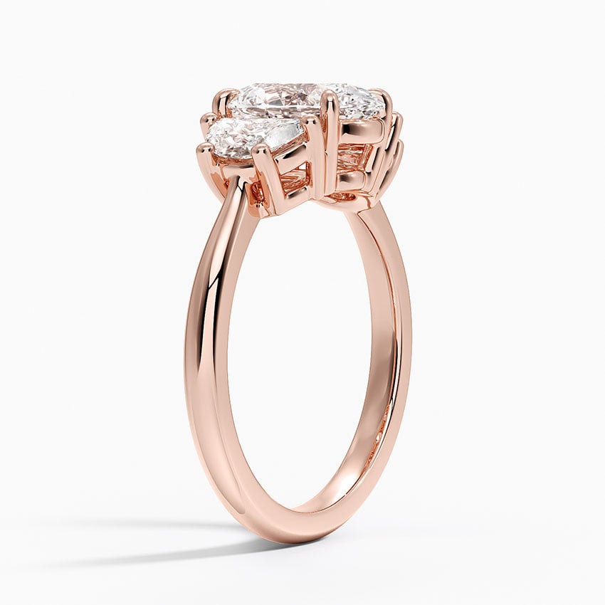 14K Rose Gold Half Moon Three Stone Diamond Ring (1/2 ct. tw.)