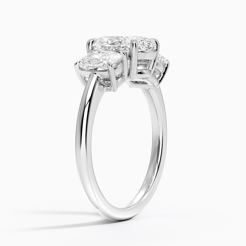 18K White Gold Luxe Faye Elongated Cushion Three Stone Diamond Ring (1 ct. tw.)