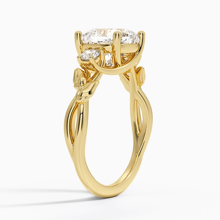 18K Yellow Gold Budding Willow Three Stone Diamond Ring