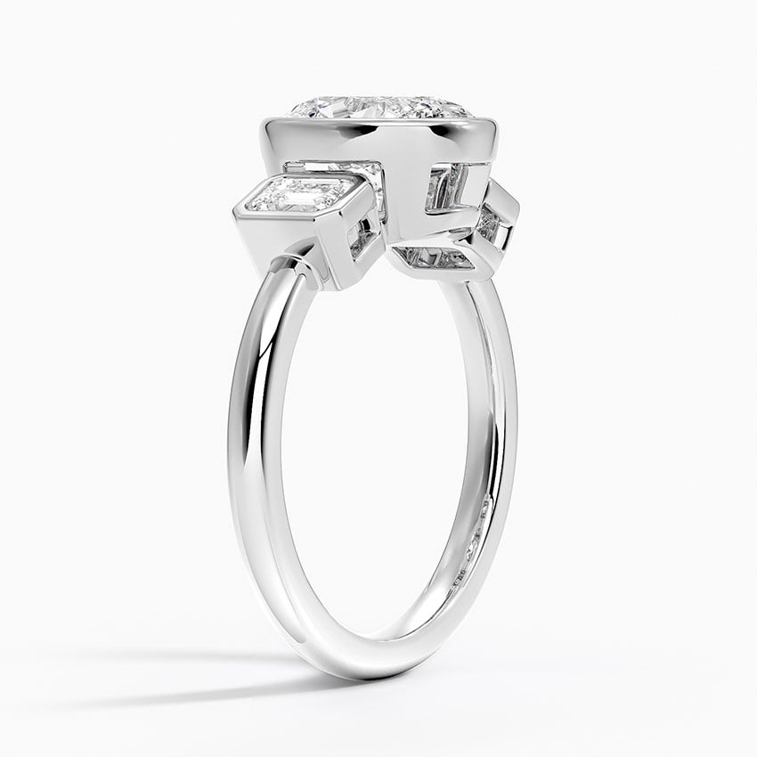 18K White Gold Rhiannon Bezel Three Stone Diamond Ring