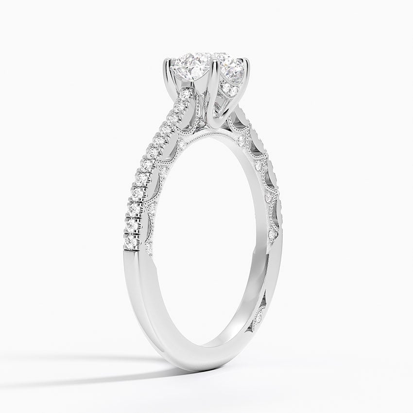 18KW Aquamarine Tacori Lunetta Crescent Cathedral Diamond Ring, large top view