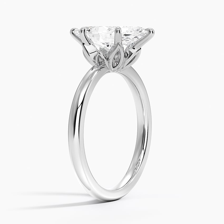18K White Gold Petal 2mm Solitaire Ring