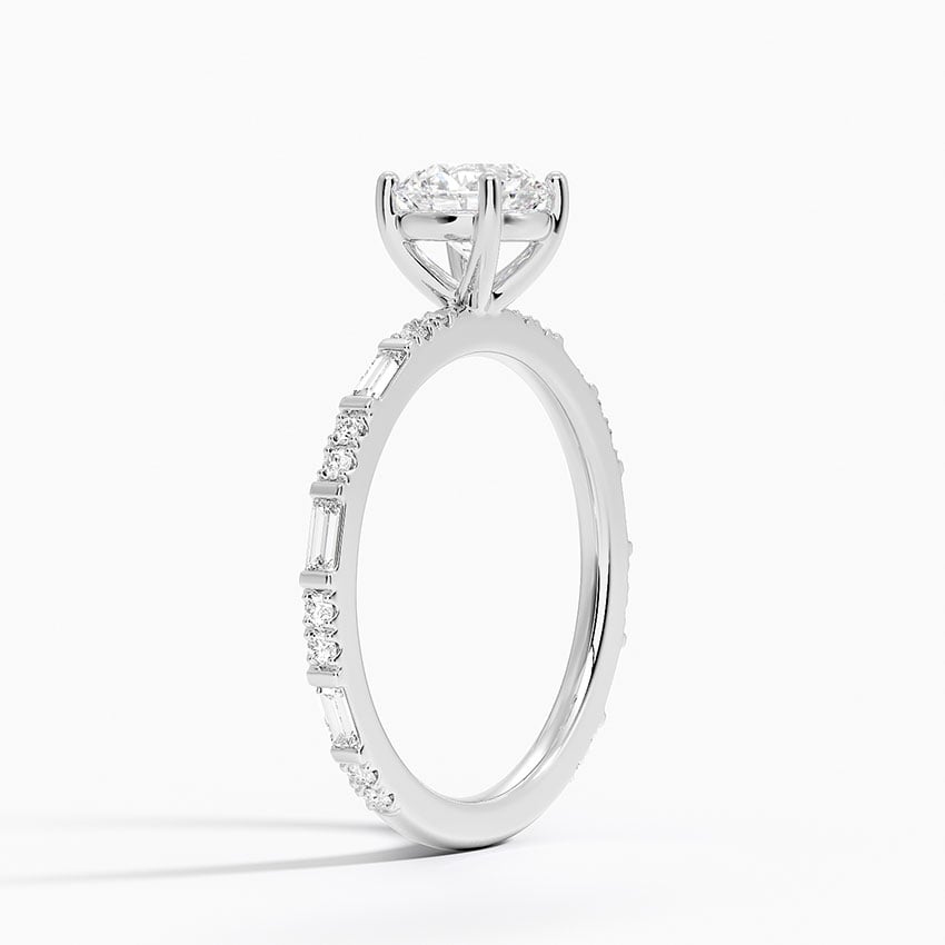 18KW Aquamarine Luz Baguette and Round Diamond Ring, large top view