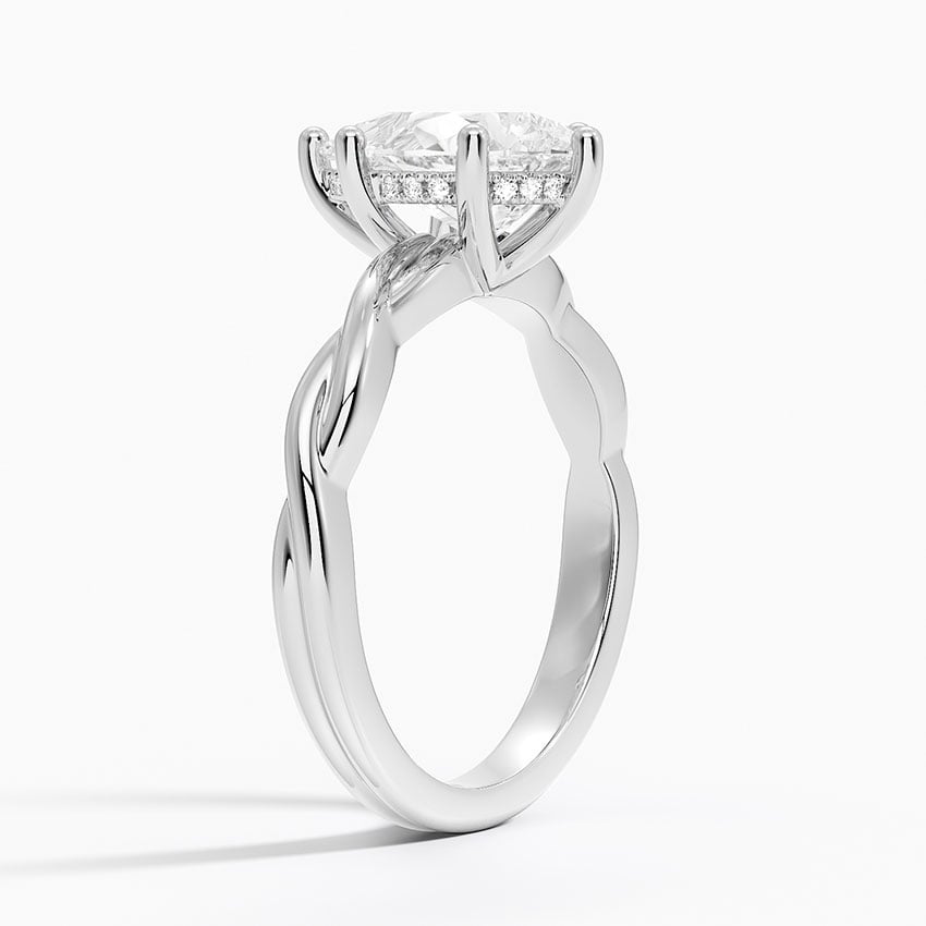18K White Gold Twisted Vine Hidden Halo Diamond Ring