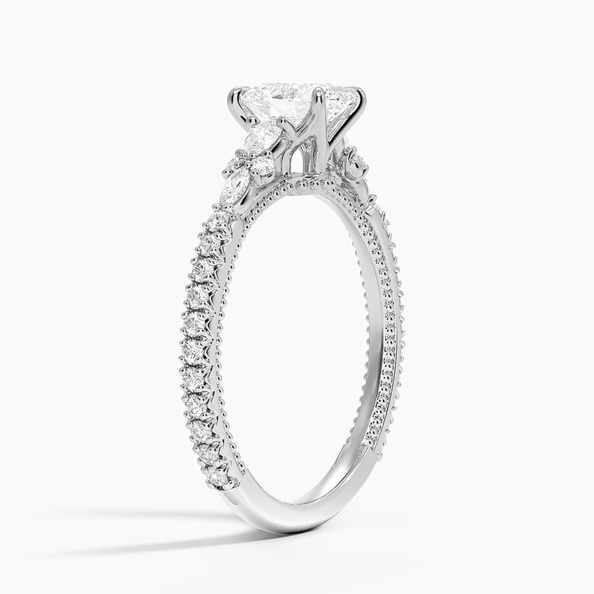 18KW Lab Grown Sapphire Primrose Diamond Ring, large top view