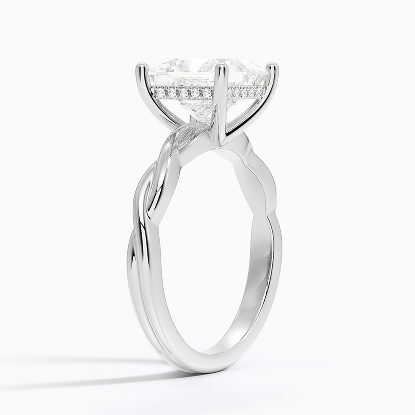 18K White Gold Twisted Vine Hidden Halo Diamond Ring