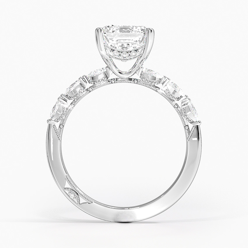 18K White Gold Tacori Sculpted Crescent Pear Diamond Ring