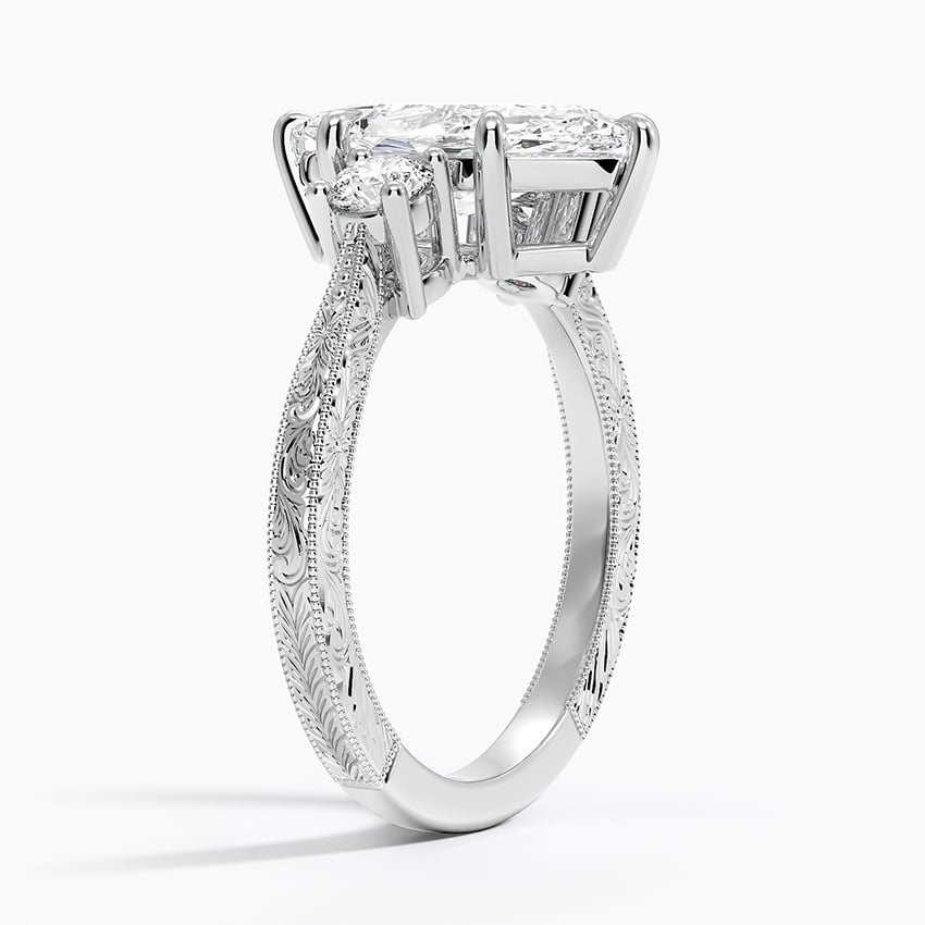 Platinum Elsie Three Stone Engraved Diamond Ring (1/3 ct. tw.)