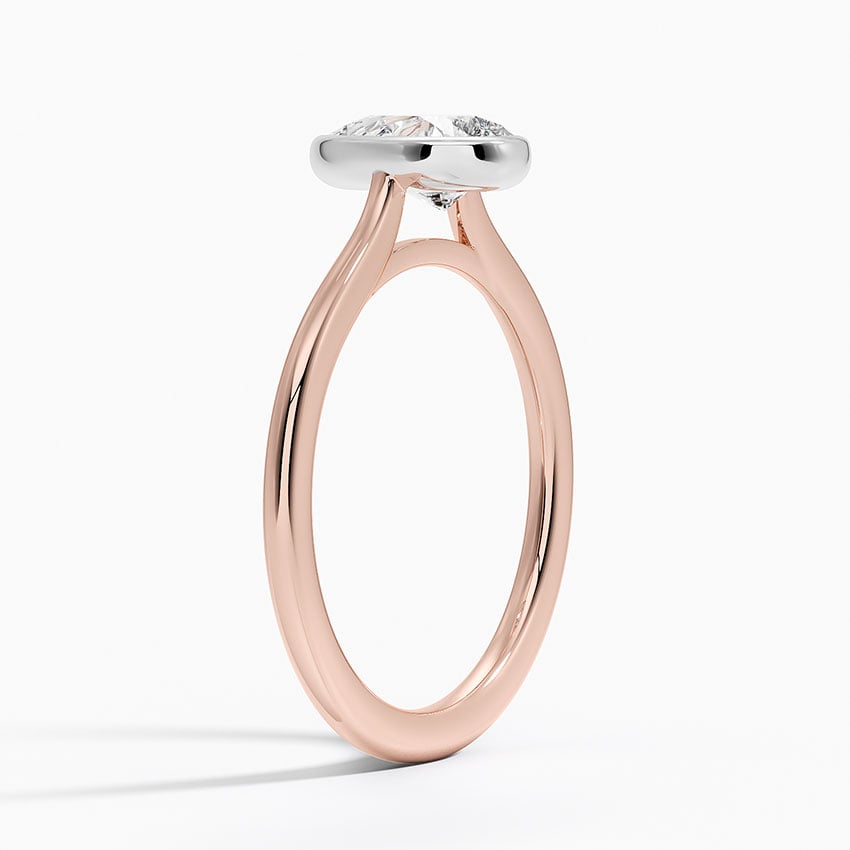 14K Rose Gold Mixed Metal Petite Luna Bezel Ring