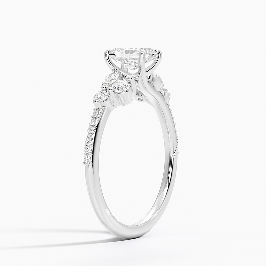 18K White Gold Luxe Camellia Milgrain Diamond Ring