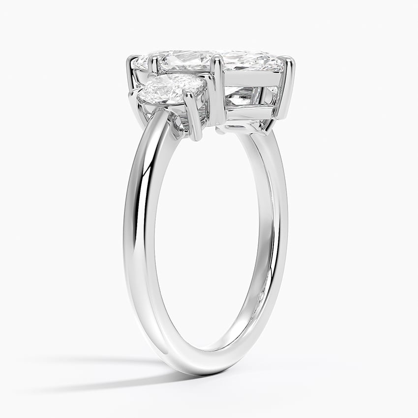 Platinum Faye Elongated Cushion Three Stone Diamond Ring