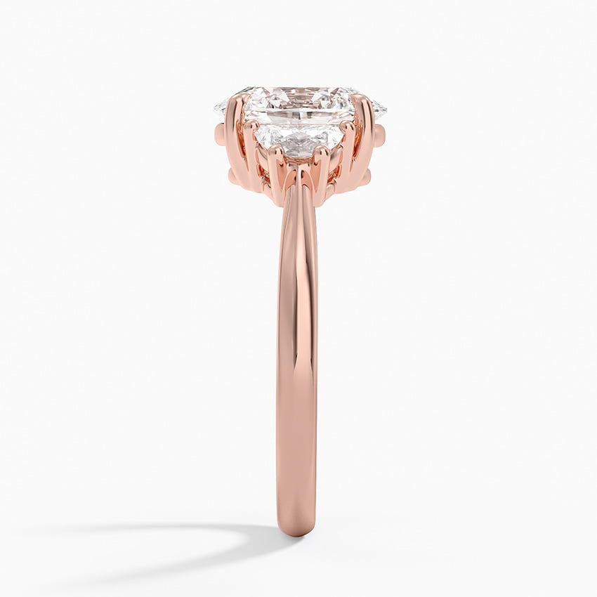 14K Rose Gold Half Moon Three Stone Diamond Ring (1/4 ct. tw.), large side view