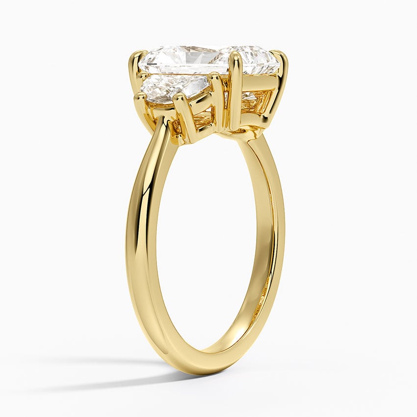 18K Yellow Gold Half Moon Three Stone Diamond Ring (1/2 ct. tw.)