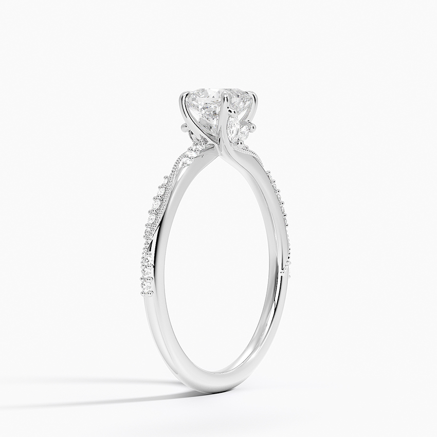 Platinum Camellia Hidden Accent Diamond Ring