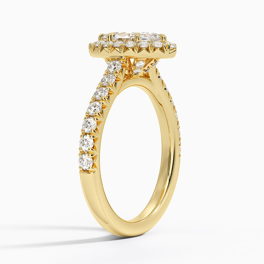 18K Yellow Gold Sienna Halo Half Coverage Diamond Ring