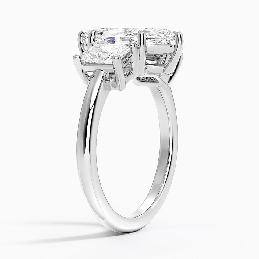 18K White Gold Luxe Helena Radiant-Cut Three Stone Diamond Ring