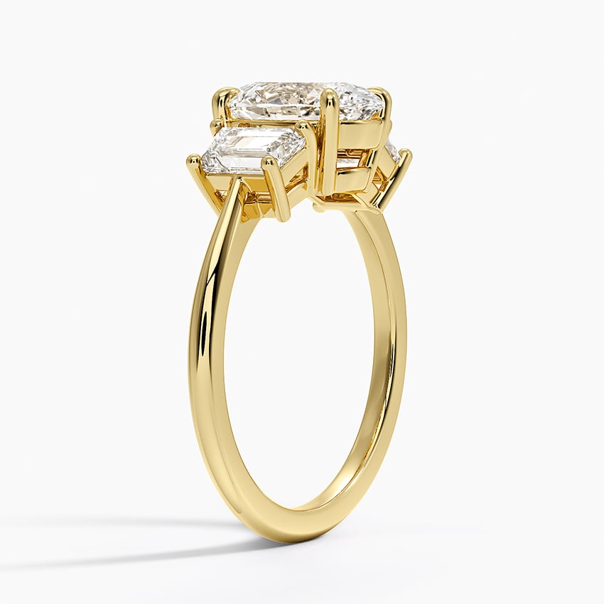 18K Yellow Gold Luxe Embrace Three Stone Trapezoid Diamond Ring