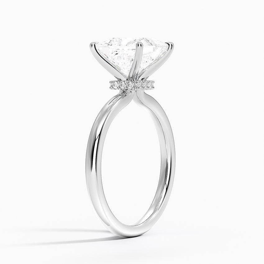 18K White Gold Secret Halo 2mm Diamond Ring